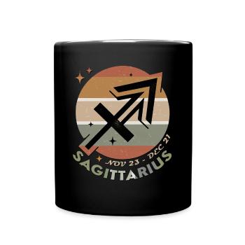 Sagittarius Zodiac Retro Style Vintage Look - Full Colour Mug - black - Front