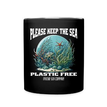 Plastik und Meer - Tasse einfarbig - Schwarz - Vorne