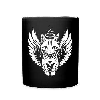 Ange Blanc Chat Avec Des Ailes - Mug uni - noir - Devant