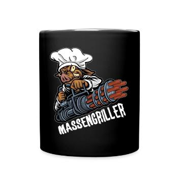 Massengriller BBQ Grillen Würstchengrill Griller - Tasse einfarbig - Schwarz - Vorne