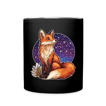 Renard et ciel étoilé - Mug uni - noir - Devant