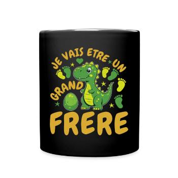 Futur Grand Frère Annonce Naissance Dinosaure - Mug uni - noir - Devant