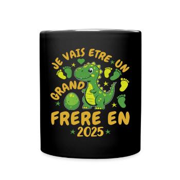 Grand Frère 2025 Annonce Grossesse Cadeau Dino - Mug uni - noir - Devant