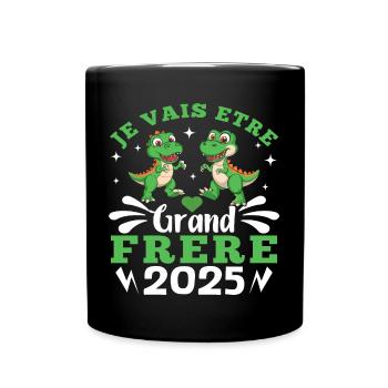 Grand Frère 2025 Annonce Grossesse Cadeau Dino - Mug uni - noir - Devant