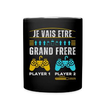 Grand Frère 2025 Annonce Naissance Geek Gamer - Mug uni - noir - Devant