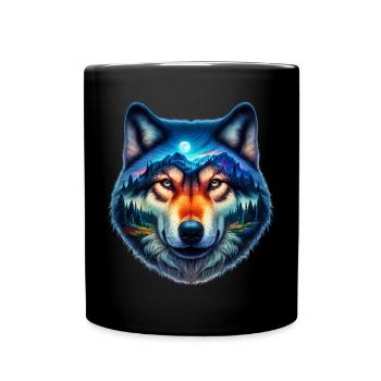 Wolf - Tasse einfarbig - Schwarz - Vorne