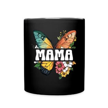 Maman papillon fleurs Meilleure maman Fête des mères - Mug uni - noir - Devant