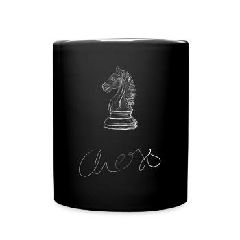 Schachritter Silhouette Illustration - Tasse einfarbig - Schwarz - Vorne