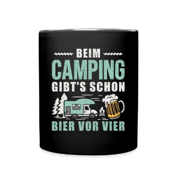 Wohnmobil Camping Bier Camper - Tasse einfarbig - Schwarz - Vorne