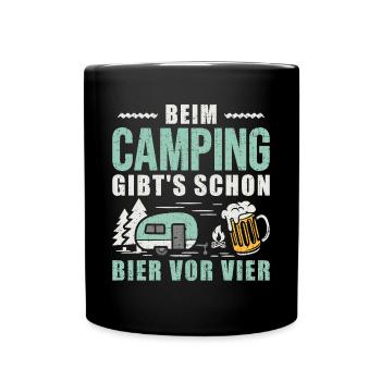 Wohnwagen Camping Bier Camper - Tasse einfarbig - Schwarz - Vorne