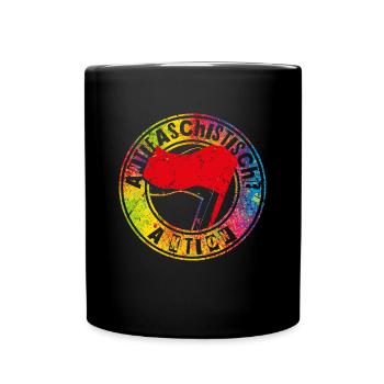 Antifaschistische Aktion - Tasse einfarbig - Schwarz - Vorne
