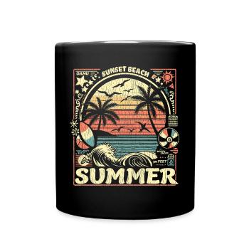 Surfen und Sommer im Vintage Style auf Hawaii - Tasse einfarbig - Schwarz - Vorne