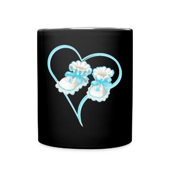 Blue Heart with Baby Shoes for Boys - Full Colour Mug - black - Front