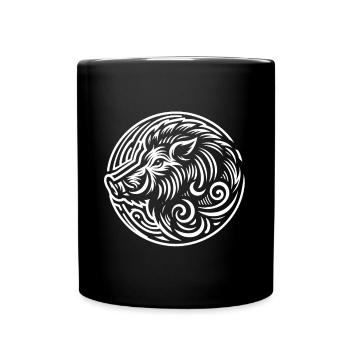 Tête de sanglier tribal - Mug uni - noir - Devant