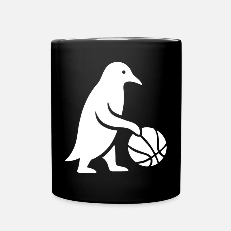 Minimalistischer Pinguin Basketball Spieler - Tasse einfarbig - Schwarz
