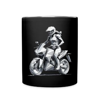 Biker Girl - Motorbike Design - Tasse einfarbig - Schwarz - Vorne