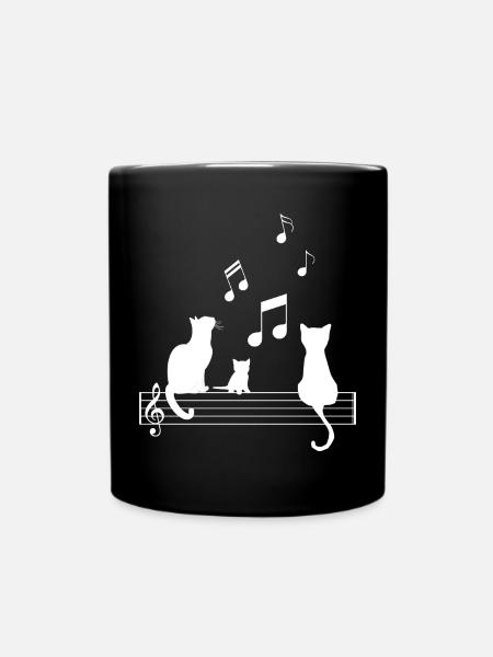 T Shirt Chat drôle Note Musique Partition - Mug uni - noir