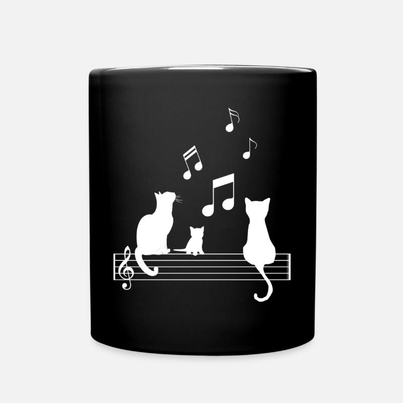 T Shirt Chat drôle Note Musique Partition - Mug uni - noir