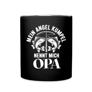 Opa und Enkel Angeln Angelbuddys. Geschenk für Opa - Tasse einfarbig - Schwarz - Vorne
