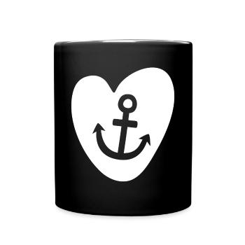 Coeur Ancre Hambourg Amour Bande Dessinée Marin Maritime - Mug uni - noir - Devant