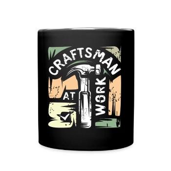 Craftsman vintage logo - Handyman and DIYer - Full Colour Mug - black - Front