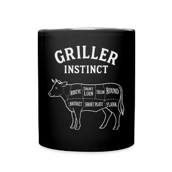 Griller Instinct – BBQ-Shirt für echte Grillfans - Tasse einfarbig - Schwarz - Vorne