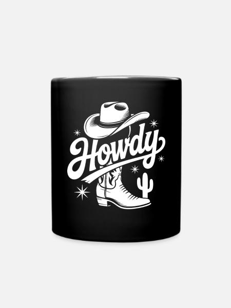 Western Cowboy Hat Design - Full Colour Mug - black