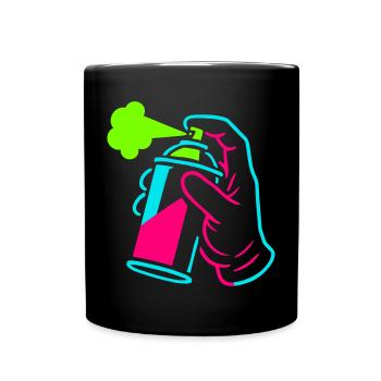 Graffiti tin in pop art style - Full Colour Mug - black - Front
