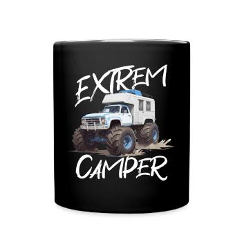 Abenteuerlicher Off-Road Camper Truck - Tasse einfarbig - Schwarz - Vorne