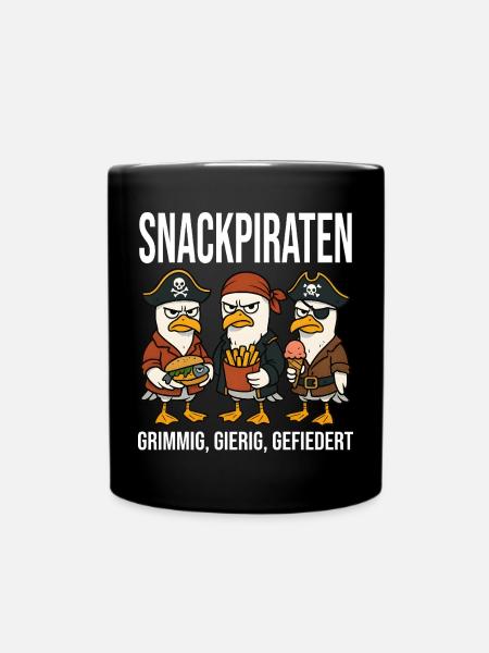 Snackpiraten Möwen Nordsee Ostsee Lustig - Tasse einfarbig - Schwarz