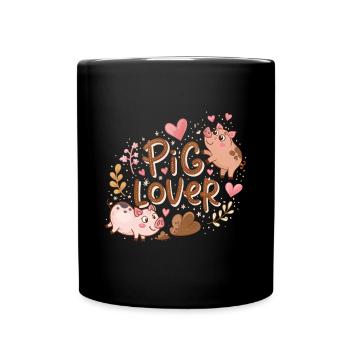 Amoureux des cochons - Mug uni - noir - Devant