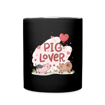 Amoureux des cochons - Mug uni - noir - Devant