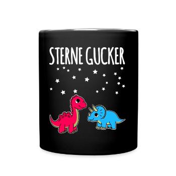 Dino Sterne Gucker - Tasse einfarbig - Schwarz - Vorne