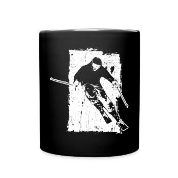 Skifahrer Winter Sport Grunge Design - Tasse einfarbig - Schwarz - Vorne