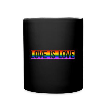 Love is love LGBT Love Gay Pride Rainbow - Full Colour Mug - black - Front