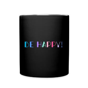 Be Happy Rainbow - Full Colour Mug - black - Front