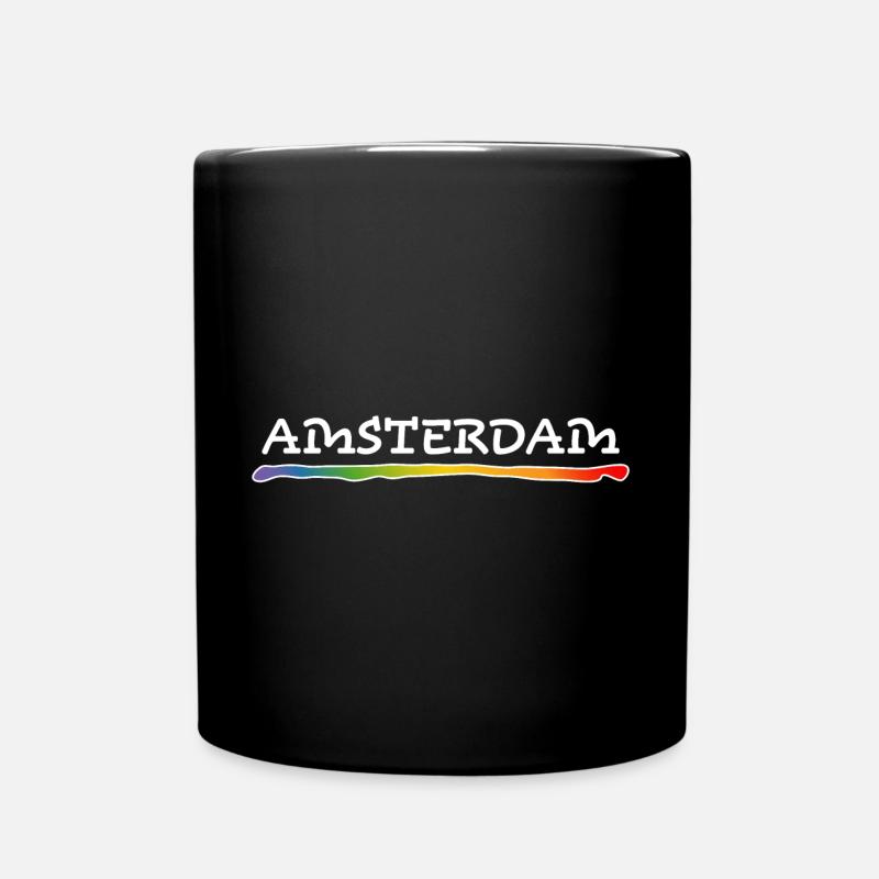 lhbt - Rainbow Amsterdam LGBT lgbtqi queer - Mug uni - noir