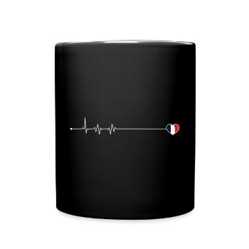 Heartbeat love france Flagge - Tasse einfarbig - Schwarz - Vorne
