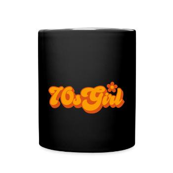 70er Jahre Mädchen 70s Girl Hippie - Tasse einfarbig - Schwarz - Vorne