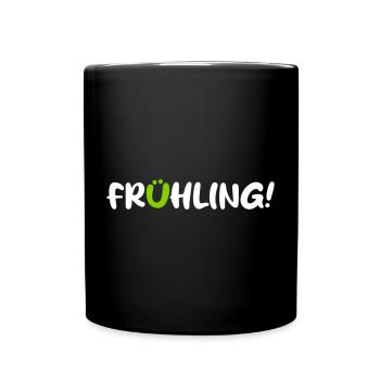 Frühling Saison Camping coole Quotes Comic Gesicht - Tasse einfarbig - Schwarz - Vorne
