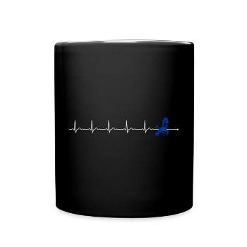 ECG Pulse and Blue Spider Motif - Full Colour Mug - black - Front