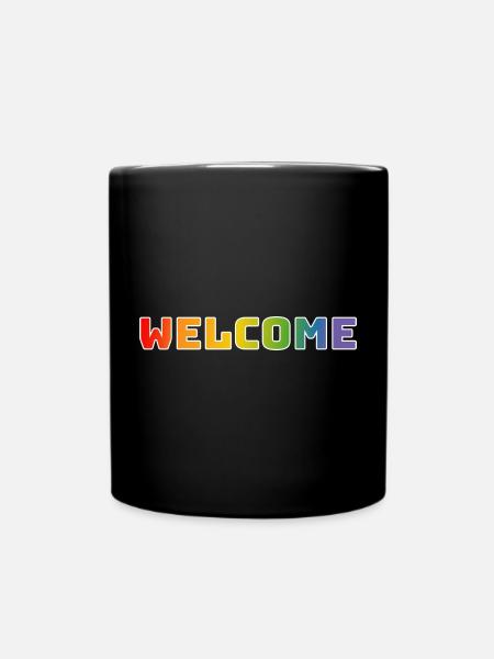 Rainbow welcome white - Full Colour Mug - black