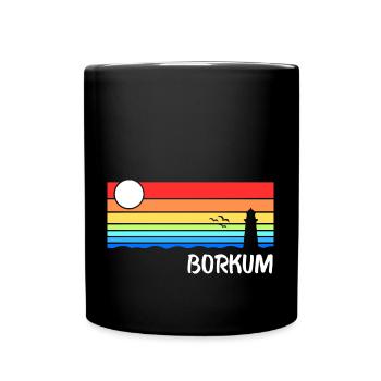 Borkum Nordsee Ostfriesische Insel Geschenk - Tasse einfarbig - Schwarz - Vorne