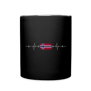 Norwegische Flagge Heartbeat Pulse - Tasse einfarbig - Schwarz - Vorne