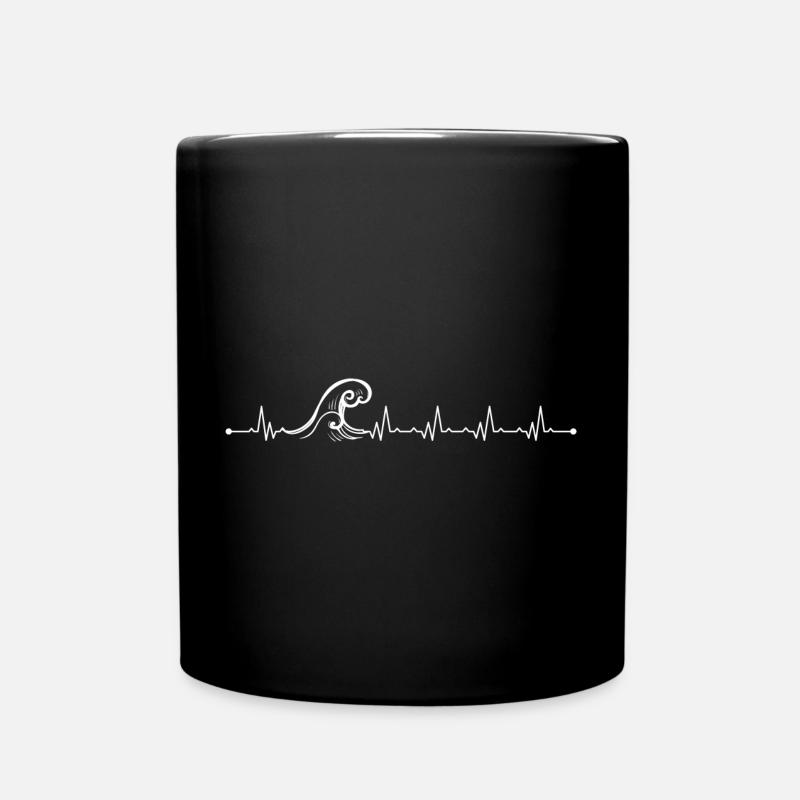 Herzschlag-Welle - Tasse einfarbig - Schwarz