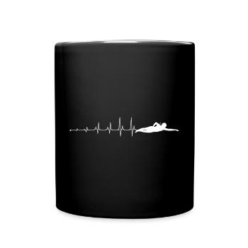 Herzschlag-Schwimmen - Tasse einfarbig - Schwarz - Vorne