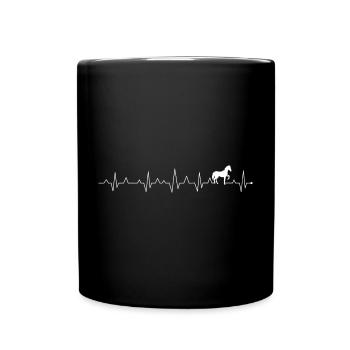 Pferdeliebhaber Herzschlag - Tasse einfarbig - Schwarz - Vorne