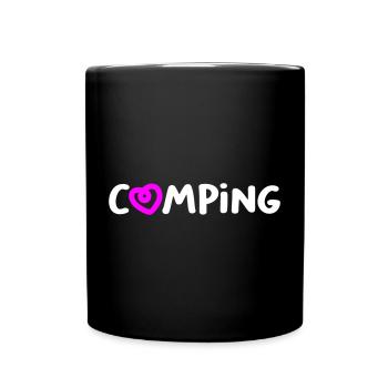 Camping Heart Camper Handwriting Caravan Van Life - Full Colour Mug - black - Front