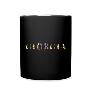 GIORGIA name decorated with flowers - Full Colour Mug - black - Front