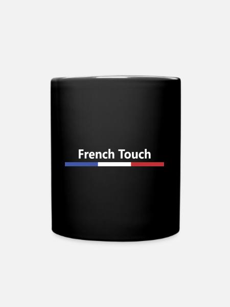 FRENCH TOUCH, blue white red, French flag - Full Colour Mug - black